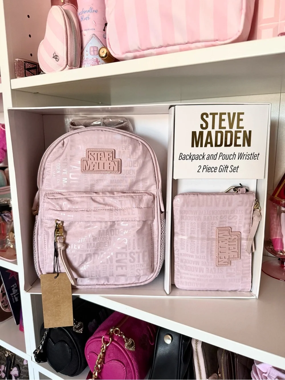 Steve Madden Blush Pink Backpack and Pouch Set